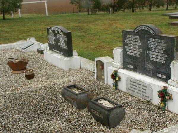 William Robert MAGARRY,  | son brother,  | accidentally drowned 25 April 1955 aged 18 years;  | Wilfred John MAGARRY,  | son brother,  | accidentally killed 12 Dec 1953 aged 22 years;  | Ruben Wilfred MAGARRY,  | husband father grandfather,  | died 5 Sept 1972 aged 65 years;  | Elsie MAGARRY,  | wife mother grandmother great-grandmother,  | died 27 July 1995 aged 85 years;  | Ronald Bert MAGARRY,  | husband father grandfather,  | died 10 April 1987 aged 45 years;  | Killarney cemetery, Warwick Shire  |   | 