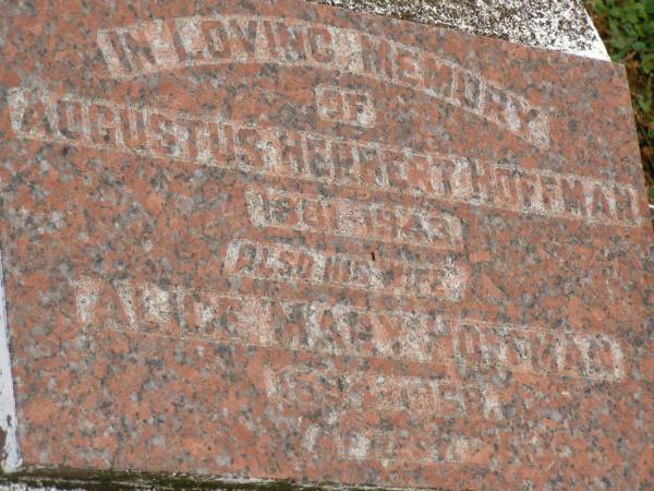 Augustus Herbert HOFFMAN,  | 1881 - 1943;  | Alice Mary HOFFMAN,  | wife,  | 1894 - 1968;  | Killarney cemetery, Warwick Shire  | 