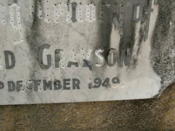 Edward GRAYSON,  | died 2 Dec 1949;  | Killarney cemetery, Warwick Shire  | 