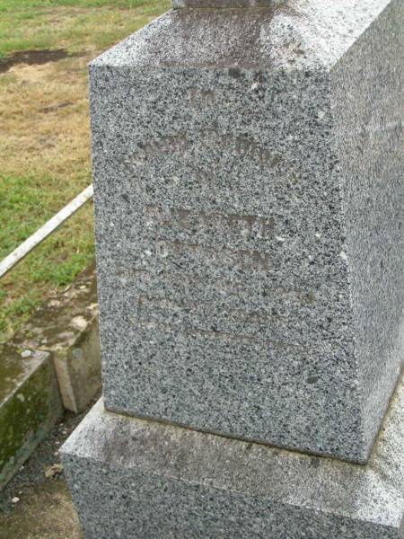 Christian,  | husband of Elizabeth OTTOSEN,  | died 11 May 1918 aged 49 years;  | Elizabeth OTTOSEN,  | died 26 Feb 1951 aged 77 years;  | Killarney cemetery, Warwick Shire  | 