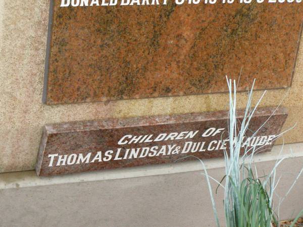 brothers;  | baby Lindsay WATTS,  | 28-4-1953 - 11-7-1953;  | Donald Barry WATTS,  | 8-10-1945 - 18-3-2005;  | children of Thomas Lindsay & Dulcie Maude;  | Killarney cemetery, Warwick Shire  | 