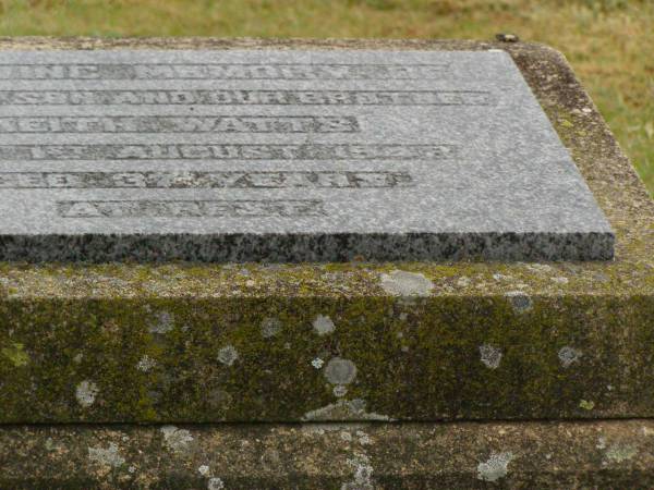 Keith WATTS,  | son brother,  | died 1 Aug 1948 aged 37 years;  | Killarney cemetery, Warwick Shire  | 