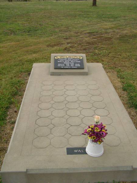 Wallace Wilson (Wal) MORRIS,  | husband father grandfather,  | born 28-09-1918,  | died 29-02-1996;  | Killarney cemetery, Warwick Shire  | 