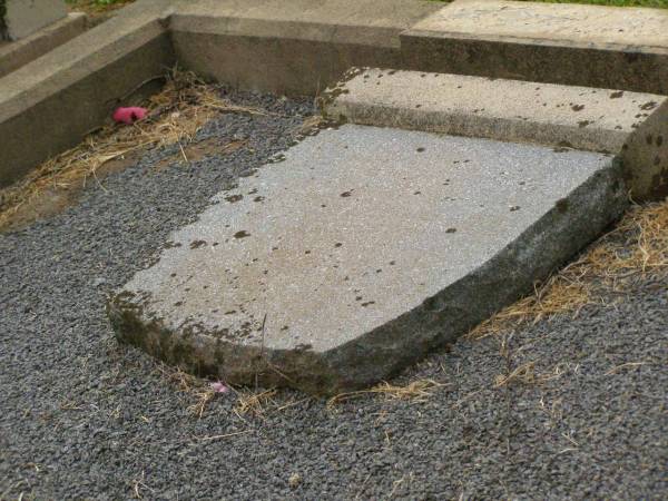 [headstone face down];  | Killarney cemetery, Warwick Shire  | 