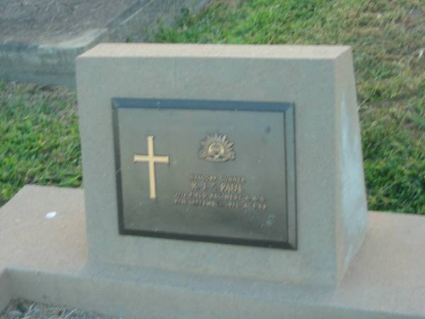 R.J.S. PAUL,  | died 4 Sep 1971 aged 64 years;  | Killarney cemetery, Warwick Shire  |   | 