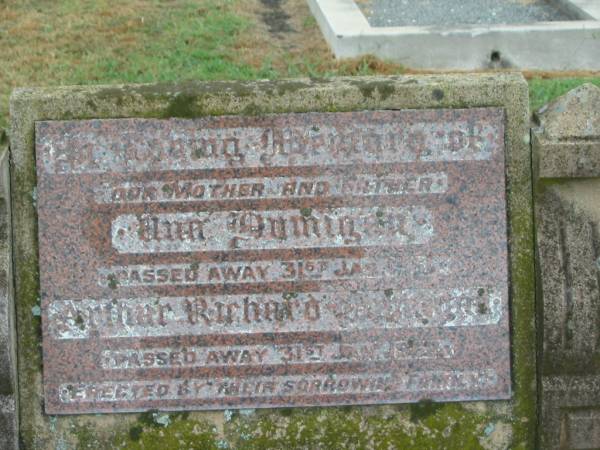 Ann DUMIGAN,  | mother,  | died 31 Jan  1961  | Arthur Richard DUMIGAN,  | father,  | died 31 Jan 1952;  | erected by family;  | Killarney cemetery, Warwick Shire  | 