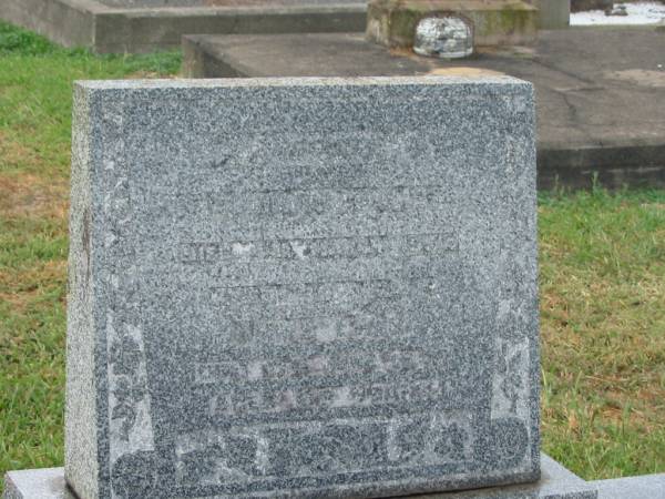 Thomas LAMB,  | died 4 March 1954 aged 85 years;  | Emma LAMB,  | died 10 June 1956 aged 83 years;  | Killarney cemetery, Warwick Shire  | 