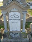 
Charles NELSON,
husband,
died 4 Sept 1923 aged 61 years;
Killarney cemetery, Warwick Shire
