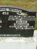 
William Robert MAGARRY,
son brother,
accidentally drowned 25 April 1955 aged 18 years;
Wilfred John MAGARRY,
son brother,
accidentally killed 12 Dec 1953 aged 22 years;
Ruben Wilfred MAGARRY,
husband father grandfather,
died 5 Sept 1972 aged 65 years;
Elsie MAGARRY,
wife mother grandmother great-grandmother,
died 27 July 1995 aged 85 years;
Ronald Bert MAGARRY,
husband father grandfather,
died 10 April 1987 aged 45 years;
Killarney cemetery, Warwick Shire

