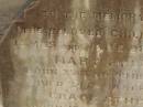 
children of James & Jane BRADFORD;
Mary Helen,
born 23 Nov 1869,
died 24 March 1886;
Grace Ethel,
born 10 March 1886,
died 10 May 1886;
Charles George BRADFORD,
son,
died 16 Aug 1899 aged 20 years,
erected by mother;
Jane BRADFORD,
died 29 Oct 1920 aged 69 years;
James BRADFORD,
died 20 July 1943 aged 94 years;
Killarney cemetery, Warwick Shire
