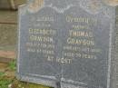 
parents;
Elizabeth GRAYSON,
died 6 Feb 1919 aged 67 years;
Thomas GRAYSON,
died 13 Oct 1931 aged 79 years;
Killarney cemetery, Warwick Shire

