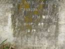 
Frank WRIGHT,
died 13 July 1903 aged 68 years;
Anna Maria WRIGHT,
wife,
died 14 Aug 1920 aged 80 years;
Jessie,
daughter of William & M.A. LAMB,
granddaughter of Frank & A.M. WRIGHT,
died 24 March 1918 aged 19 years;
Killarney cemetery, Warwick Shire
