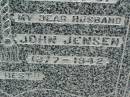 
Mary JENSEN,
wife,
1881 - 1975;
John JENSEN,
husband,
1877 - 1942;
Killarney cemetery, Warwick Shire

