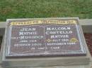 
Jean MATHIE (nee MURDOCH),
June 1914 - Oct 2000;
Malcolm Costello MATHIE,
July 1915 - Sept 1990;
Killarney cemetery, Warwick Shire
