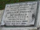
William Frazer MCDONALD,
husband father grandfather,
born 6 July 1889,
died 18 Oct 1951;
Killarney cemetery, Warwick Shire
