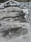 
Elizabeth DUMIGAN,
died 15 May 1919 aged 73 years 6 months;
John DUMIGAN,
husband,
born 24 Dec 1847,
died 26 Aug 1927;
Killarney cemetery, Warwick Shire
