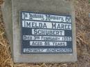 
Imelda Maree SCHUBERT,
died 3 Feb 1993 aged 86 years;
Killarney cemetery, Warwick Shire
