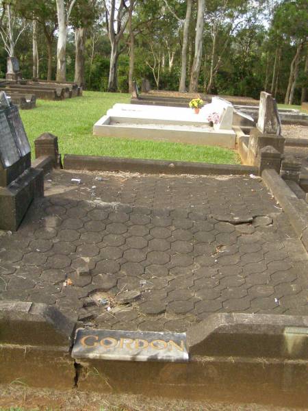 William GORDON,  | husband father,  | died 25 Dec 1935 aged 80 years;  | Douglas,  | son,  | died in infancy;  | Mary Jane GORDON,  | mother,  | died 28 Aug 1945 age 82 years;  | Lawnton cemetery, Pine Rivers Shire  | 