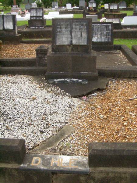 Mary DOHLE,  | wife mother,  | died 29 Dec 1930 aged 61 years;  | Henry DOHLE,  | father,  | died 22 July 1935 aged 68 years;  | Lawnton cemetery, Pine Rivers Shire  | 