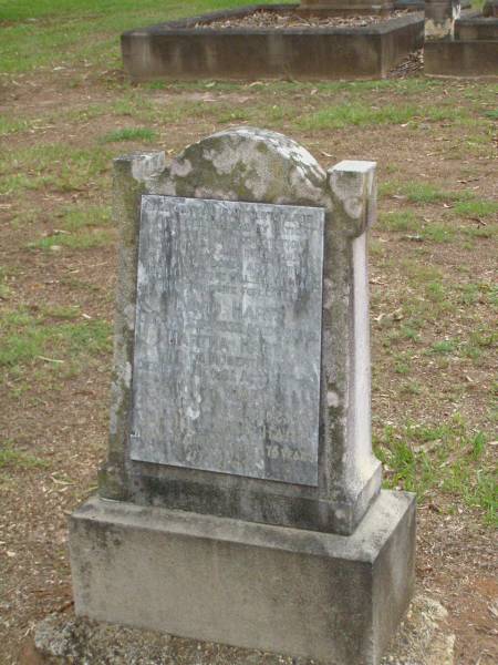 David HART,  | died 3 Sept 1932 aged 76 years;  | born Ballyguargan Ireland;  | Martha HART,  | wife of Robert HART,  | died 19 Jan 1931 aged 29 years;  | Hugh HART,  | died 23 July 1915 aged 23 years;  | Samuel James HART,  | died 13 Aug 1936 aged 75 years;  | Lawnton cemetery, Pine Rivers Shire  | 