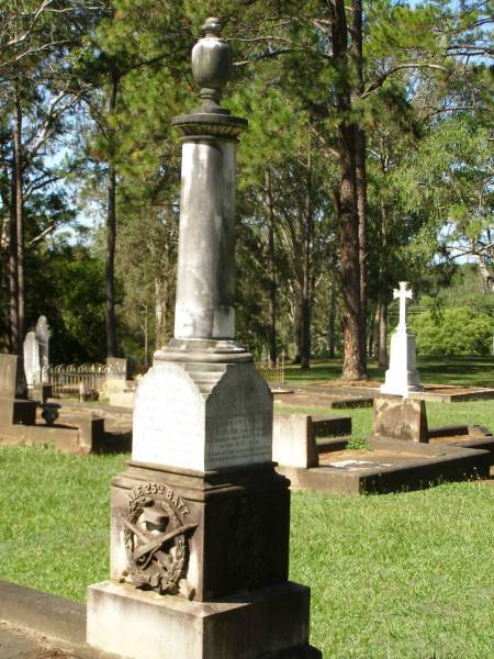 Crichton,  | youngest son of A. & J. GORDON,  | born 7 June 1894,  | died France 16 April 1918;  | Andrew GORDON,  | husband,  | died 8 May 1922 in 75th year;  | Jessie Hay,  | wife,  | died 11 May 1932 in 81st year;  | Melville GORDON,  | died 23 Jan 1893;  | Mary Farquhar GORDON,  | died 13 Sept 1928;  | Margaret Sloss GORDON,  | died 20 Nov 1944;  | Lawnton cemetery, Pine Rivers Shire  | 