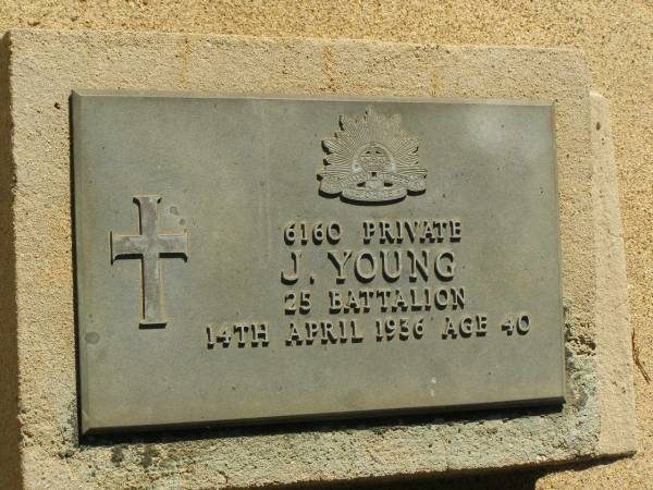 J. YOUNG,  | died 14 Aporil 1936 aged 40 years;  | Lawnton cemetery, Pine Rivers Shire  | 