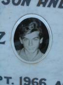 
Karlheinz ALBERT,
son brother,
died 23 Sept 1966 aged 17 years;
Erwin Eberhardt ALBERT,
died 25 April 2003,
husband father opa;
Lawnton cemetery, Pine Rivers Shire
