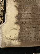 
George Herbert HOUGHTON,
son of Thomas HOUGHTON,
born 9 June 1857,
died 30 Nov 1931;
Catherine Trudgen HOUGHTON,
wife of Geo. H. HOUGHTON,
born Cornwall England 11 Sept 1862,
died Queensland 3 Dec 1931;
Benjamin HOUGHTON,
born 24 April 1889,
died 14 July 1894 accidentally drowned,
son of George Herbert &
Catherine Trudgen HOUGHTON;
Winifred HOUGHTON,
born 31 Jan 1902,
died 2 Feb 1902;
daughter of George Herbert &
Catherine Trudgen HOUGHTON;
Agnes Annie MYLES (nee HOUGHTON),
wife of John Traill MULES,
born 22 June 1897,
died 29 June 1982,
daughter of George Herbert & Catherine Trudgen HOUGHTON;
Sarah Ann,
wife of Thomas HOUGHTON,
died 1 Dec 1902 aged 78 years;
Herbert Henry,
son,
died 30 Aug 1898 aged 36 years;
Oswald HOUGHTON,
grandson,
died 22 Oct 1900 aged 24 years;
Thomas HOUGHTON,
died 18 Jan 1910 aged 74 years;
Lawnton cemetery, Pine Rivers Shire
