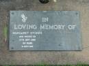 
Margaret STOKES,
died 27 Sept 1989 aged 84 years;
Lawnton cemetery, Pine Rivers Shire
