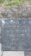 
Edith Emily WALLACE
d: 6 Jul 1961 aged 82

Robert Vincent WALLACE
d: 23 Mar 1953 aged 82

Legume cemetery, Tenterfield, NSW

