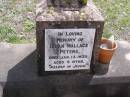 
Brian Wallace PETERS,
died 13 Jan 1935 aged 5 months;
Lockrose Green Pastures Lutheran Cemetery, Laidley Shire
