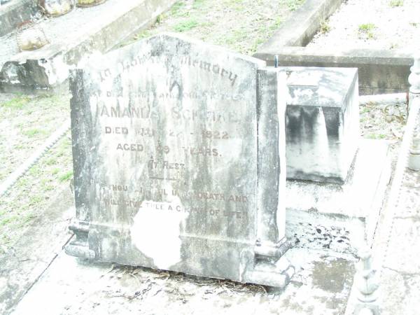 Amanda SCHIMKE, wife mother,  | died 28 Jan 1922 aged 49 years;  | Lockrose Green Pastures Lutheran Cemetery, Laidley Shire  | 