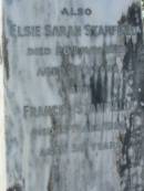 
Alfred STANFIELD died 22 July 1905 aged 52 years;
son Joseph STANFIELD drowned 14 March 1908 aged 28 years;
Mary Mildred [STANFIELD] died 11 July 1909 aged 25 years;
mother Ellen STANFIELD died 13 July 1921 aged 64 years;
Elsie Sarah STANFIELD died 20 May 1919 aged 24 years;
Francis STANFIELD died 15 Aug 1926 aged 36 years;
Alfred STANFIELD died 19 Nov 1917 aged 29 years;
John STANFIELD died 4 Jan 1926 aged 28 years;
Logan Village Cemetery, Beaudesert
