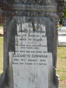 
James DOWNMAN died 7 Jan 1917 aged 76 years;
wife Elizabeth DOWNMAN died 10 Jan 1942 aged 100 years 5 months, mother;
Logan Village Cemetery, Beaudesert
