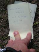 
William WALLS died 5 Sept 1895 aged 76 years;
Logan Village Cemetery, Beaudesert
