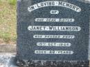 
sister Janet WILLIAMSON died 19 Oct 1946 aged 82 years;
Logan Village Cemetery, Beaudesert
