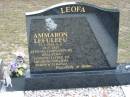 
Ammaron Lefulefu LEOFA,
15-3-1964 N.Z. - 25-7-2003,
companion of Rona Semu,
father of Shemron, Noramma, Ezrom & Zarafaia;
Logan Village Cemetery, Beaudesert
