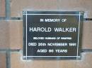 
Harold WALKER husband of Winifred, died 26 Nov 1991 aged 86 years;
Logan Village Cemetery, Beaudesert
