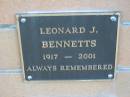 
Leonard J. BENNETTS 1917-2001;
Logan Village Cemetery, Beaudesert
