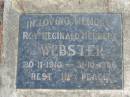 
Roy Reginald Herbert WEBSTER 20-11-1910 - 31-10-1986;
Logan Village Cemetery, Beaudesert
