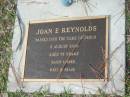 
Joan E REYNOLDS, D: 2 Aug 2002, aged 73
Logan Village Cemetery, Beaudesert
