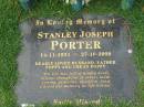 
Stanley Joseph PORTER,
14-11-1931 - 27-10-2000,
husband father poppy;
Logan Village Cemetery, Beaudesert Shire
