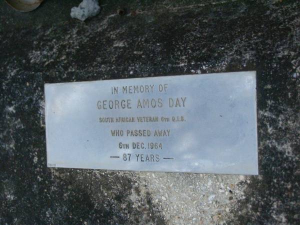 William Williamson,  | aged 57 years;  | Esther Williamson,  | aged 94 years;  | George Amos DAY,  | died 6 Dec 1964 aged 87 years;  | Lower Coomera cemetery, Gold Coast  | 