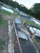 
Robert John WHALLEY,
husband father,
died 2 Oct 1919 aged 37 years;
Isobel,
died 26 May 1919 aged 2 years;
Doreen,
died 17 Aug 1935 aged 21 years;
Wilma Ester WHALLEY,
died 9-10-1965 aged 78 years;
Sylvanis May GARTNER,
died 27-7-1975 aged 63 years,
wife,
mother of Kevin & Robert;
Robert Hopkins WHALLEY,
died 11-9-1984 aged 75 years;
Lower Coomera cemetery, Gold Coast
