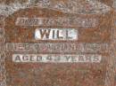 
Jack BIGNELL,
husband,
died 18 July 1952 aged 72 years;
Clarice Mary,
mother,
died 24 Dec 1963 aged 74 years;
Will,
son,
died 4? June 1954 aged 43 years;
Lower Coomera cemetery, Gold Coast
