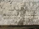 
John (Jack) MADDEN, father,
died 21 Jan 1966 aged 77 years;
St Michaels Catholic Cemetery, Lowood, Esk Shire

