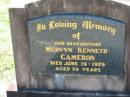 
Mervyn Kenneth CAMERON
19 Jun 1979, aged 59
Lowood General Cemetery

