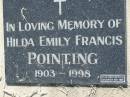 
Hilda Emily Francis POINTING
1903 - 1998
Lowood General Cemetery

