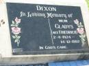 
Gladys DIXON (nee FRIEDRICH)
b: 2 Apr 1924, d: 14 Dec 1997
Lowood General Cemetery

