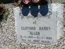 
Clifford Harry ALLEN
b: 12 Nov 1945, d: 8 Jul 1989
Lowood General Cemetery

